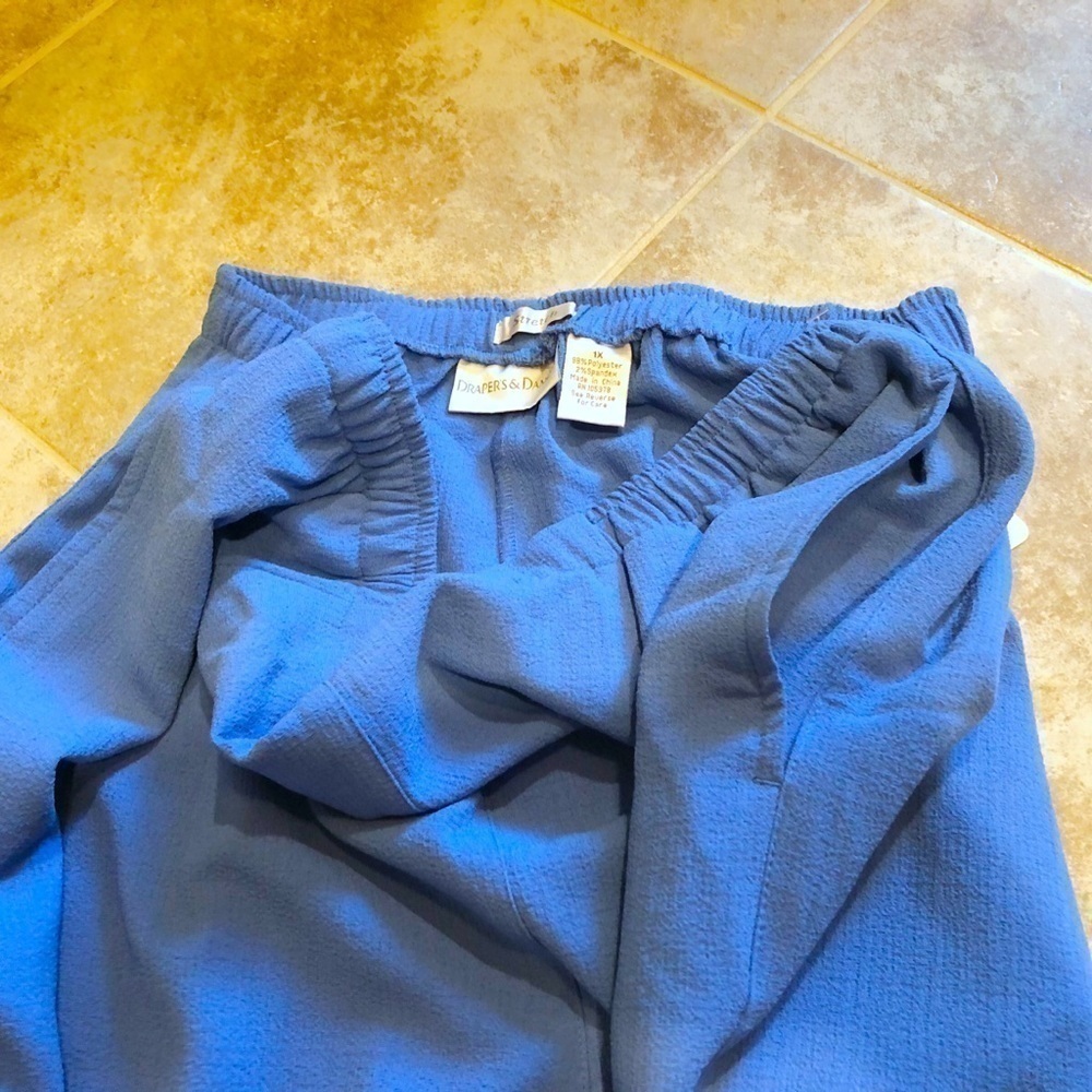 🆕 Drapers & Damons vintage straight leg high rise pull on pants blue pockets 1X - Picture 5 of 10